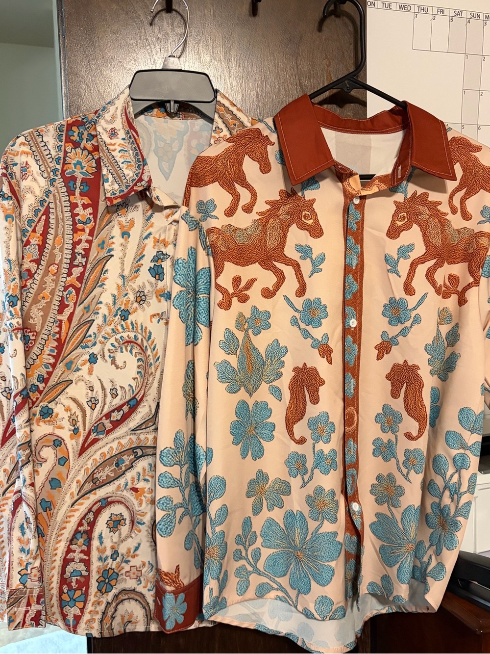 Assorted Floral & Paisley Button-Up Blouses - Mixed Colors new 6 for 1 price